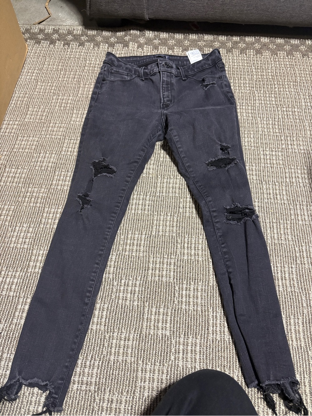 Abercrombie & Fitch Black Distressed Skinny Jeans
